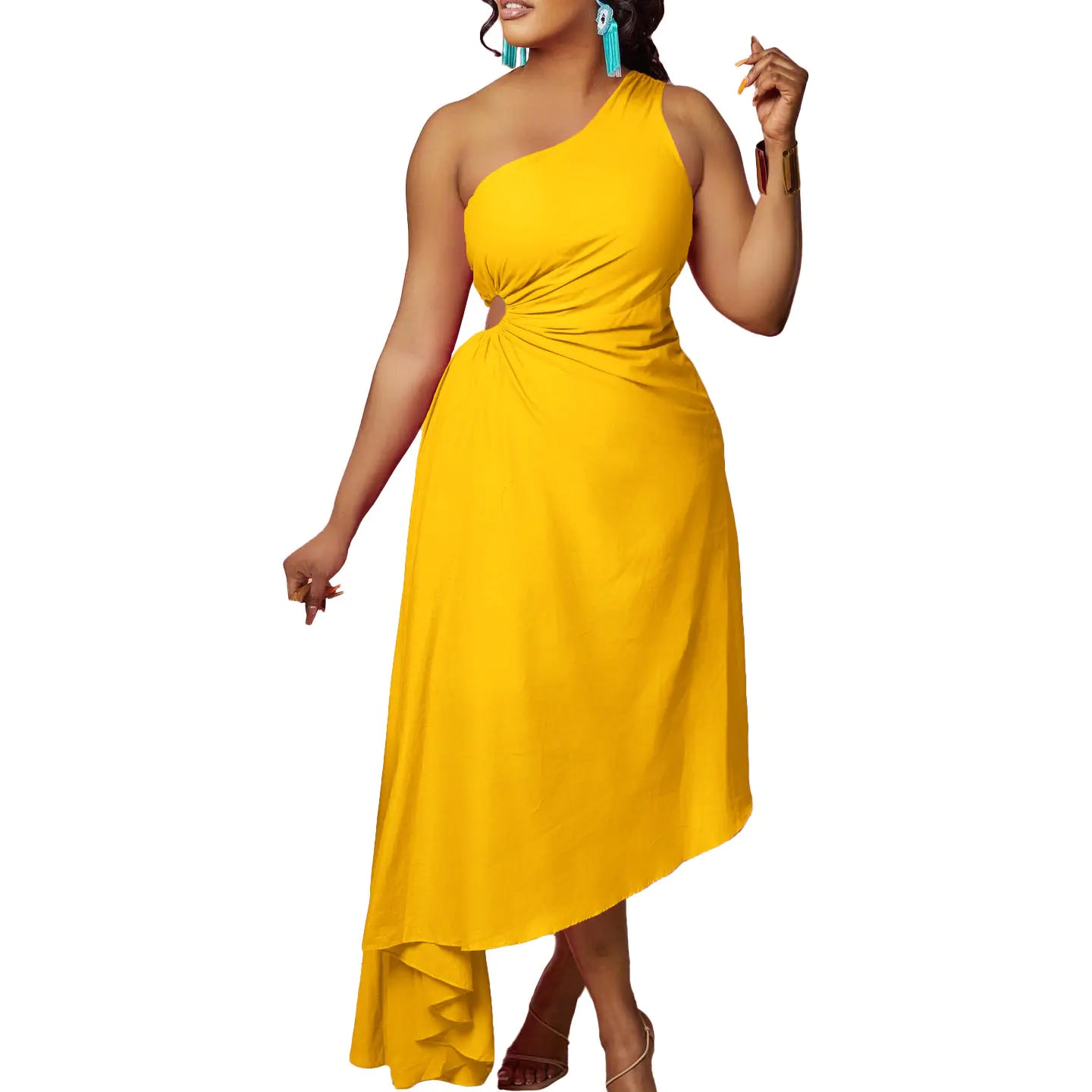 Diagonal Shoulder Dress for Women - Fashionable Style