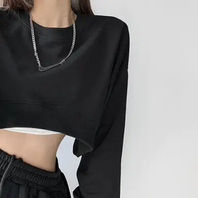 Loose Round Neck Short Sweater for Women