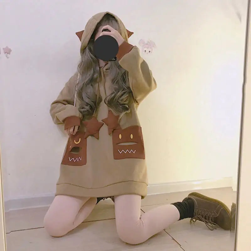 Cute Thickened Fleece Ear Sweater for Women