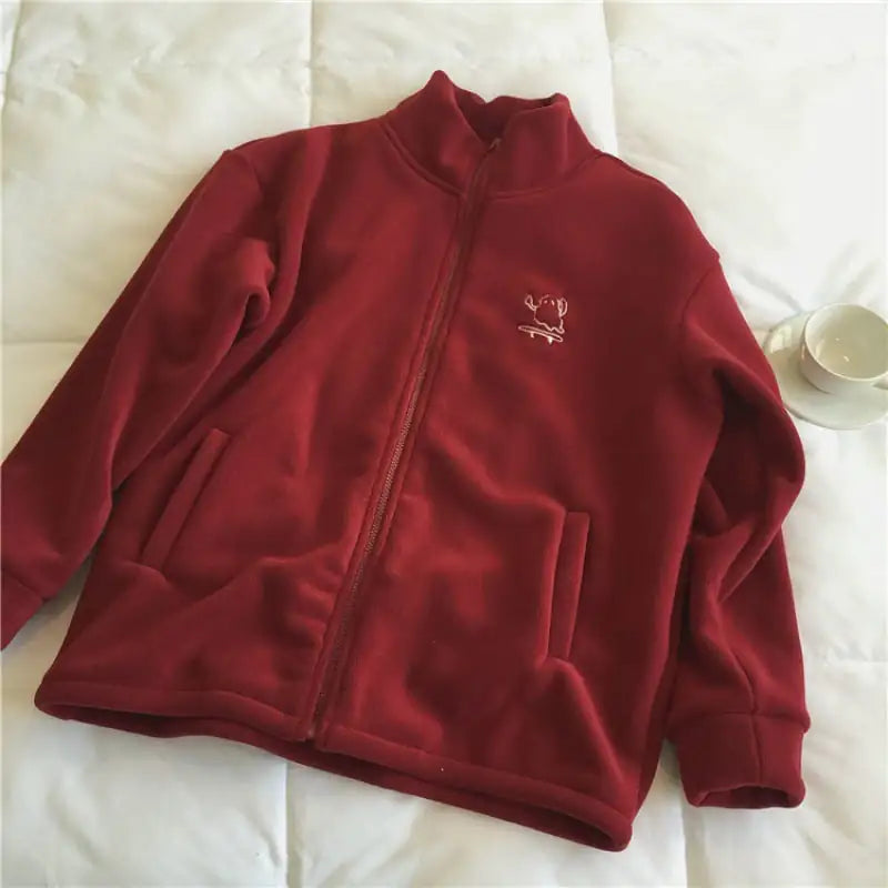 Warm Embroidered Turtleneck Zipper Cardigan for Women