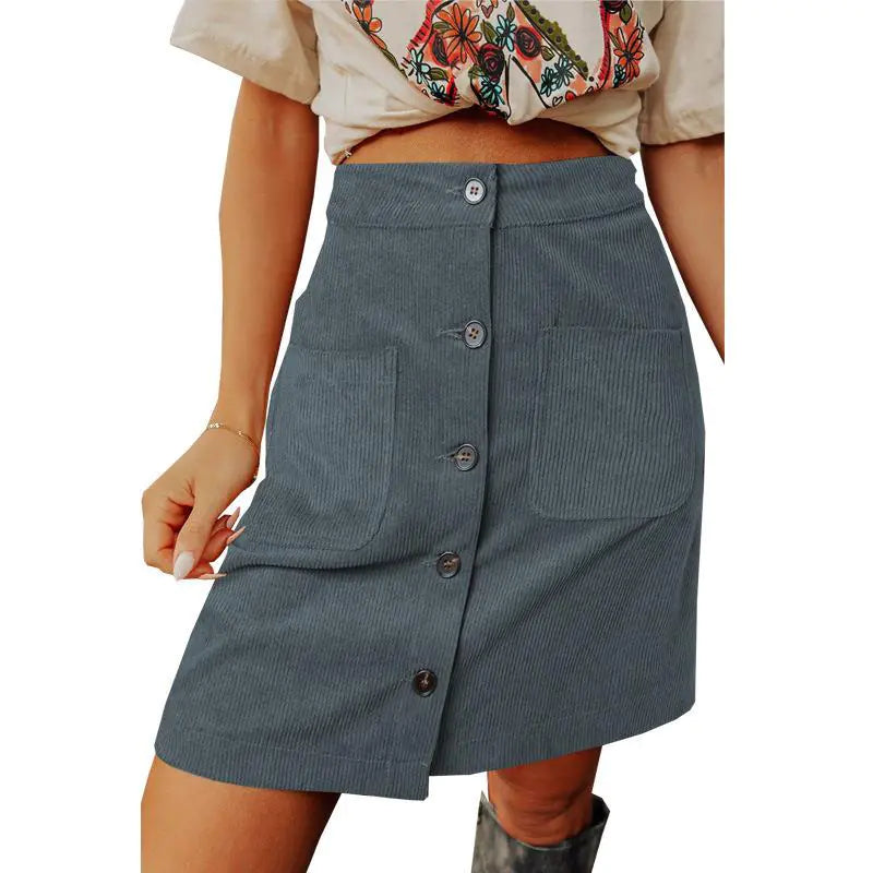 High Waist Versatile Corduroy Skirt for Women