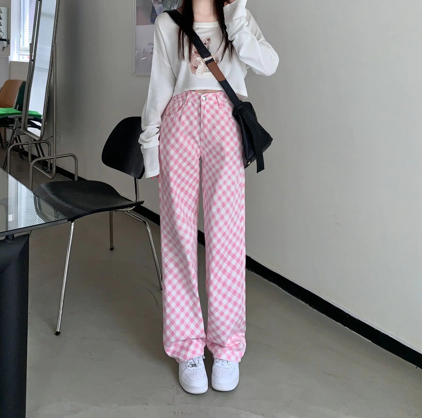 Casual Plaid Slimming Jeans for Women