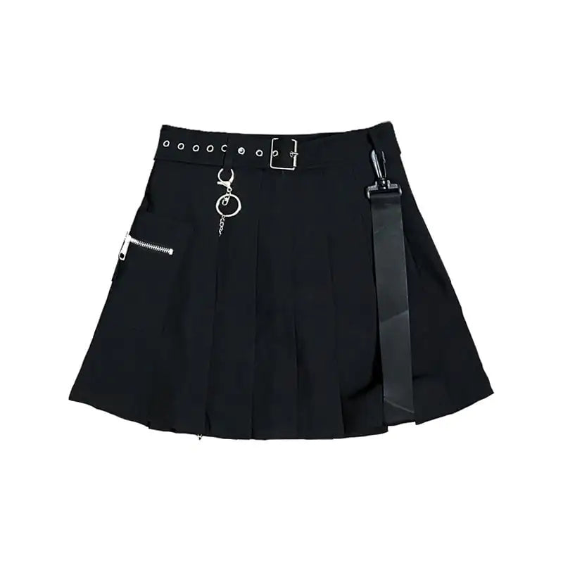Dark High Waist Pleated Skirt for Women