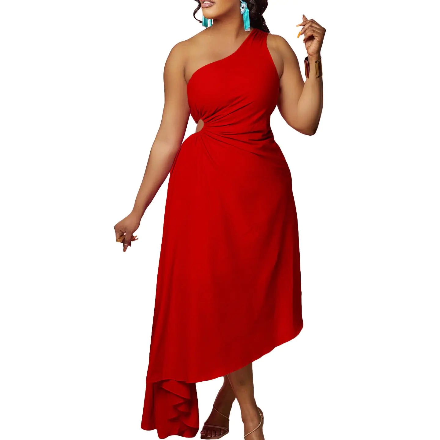 Diagonal Shoulder Dress for Women - Fashionable Style