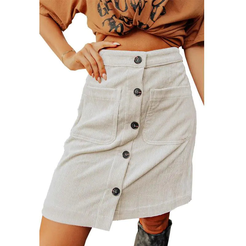 High Waist Versatile Corduroy Skirt for Women