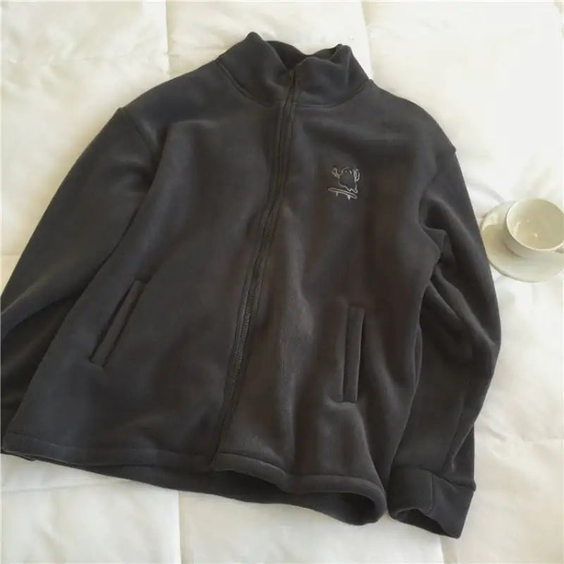 Warm Embroidered Turtleneck Zipper Cardigan for Women