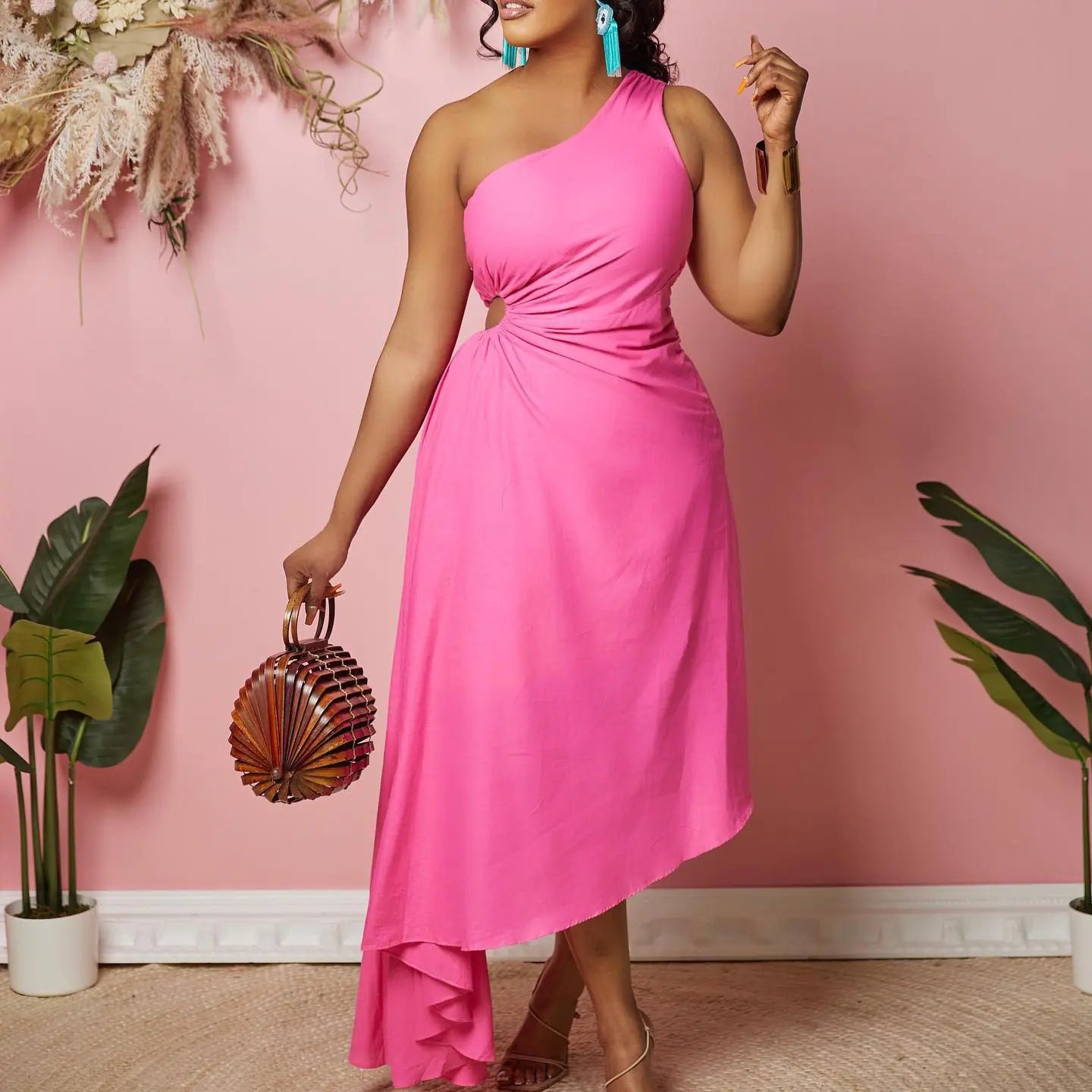 Diagonal Shoulder Dress for Women - Fashionable Style