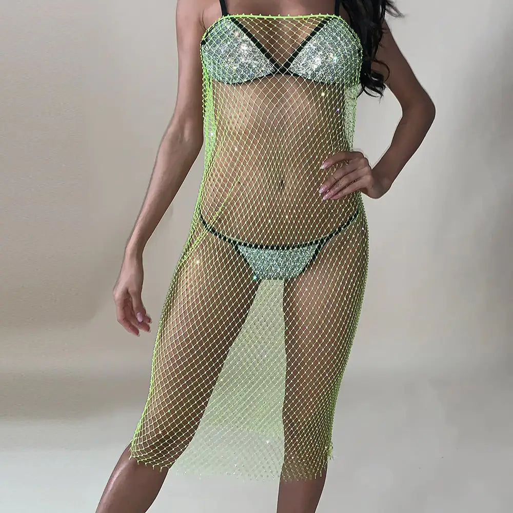 Diamond Mesh Waist Chain Skirt for Women