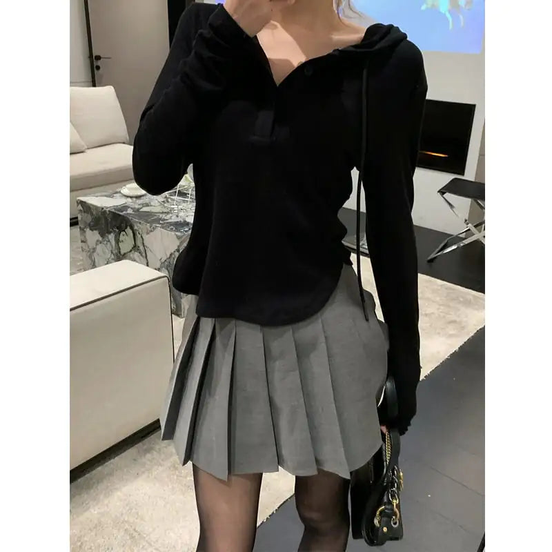 Slim Stretch Knitted Hooded Sweater for Women