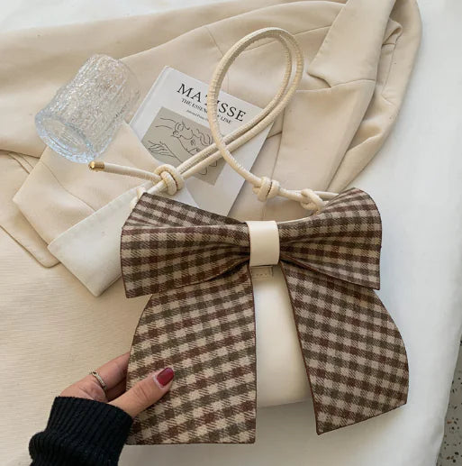 Cute Bowknot Plaid Bag for Women Fashion