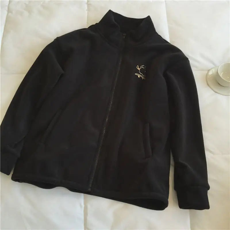 Warm Embroidered Turtleneck Zipper Cardigan for Women