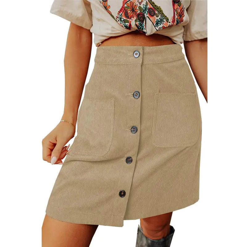 High Waist Versatile Corduroy Skirt for Women