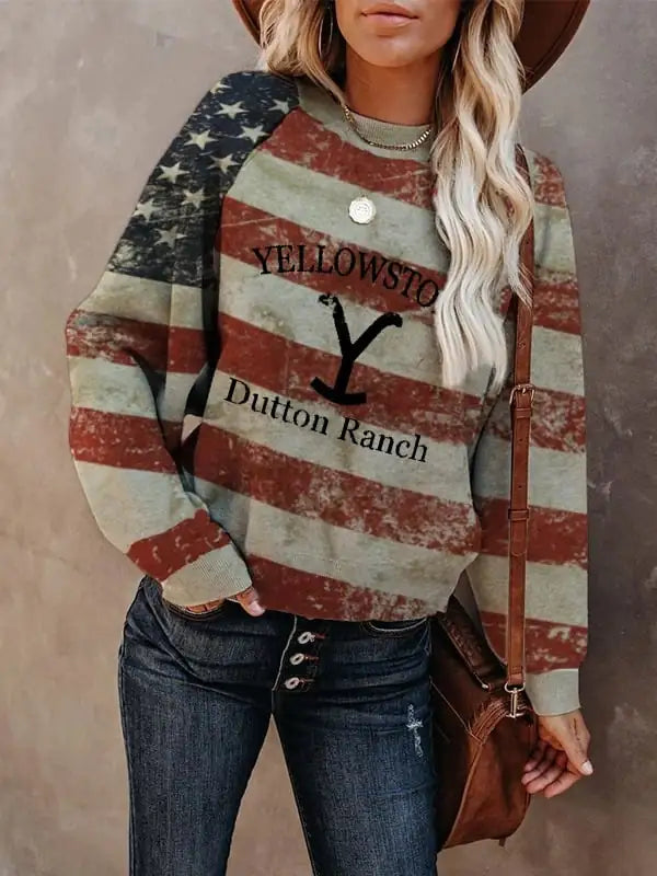 Yellowstone Dutton Ranch Print Sweatshirt for Women