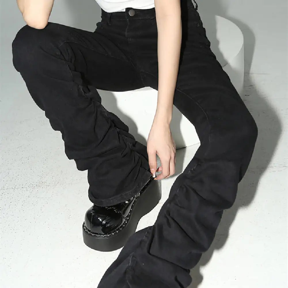 Black High-waisted Flared Jeans for Women