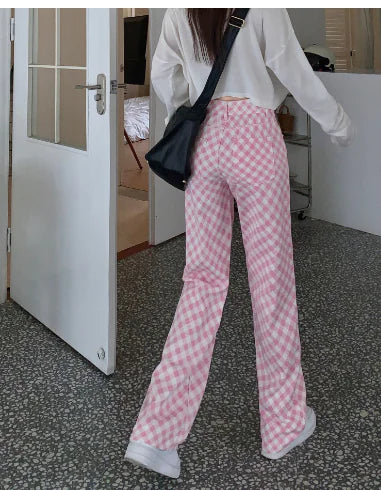 Casual Plaid Slimming Jeans for Women