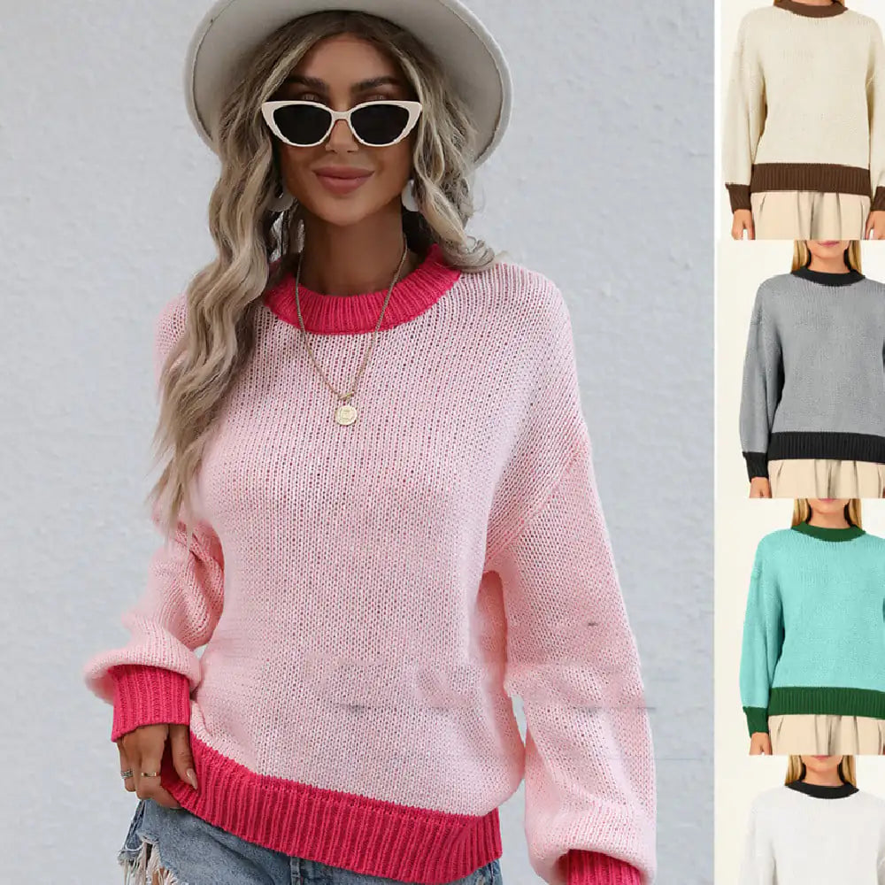 Loose Stitched Pullover Knitted Sweater for Women
