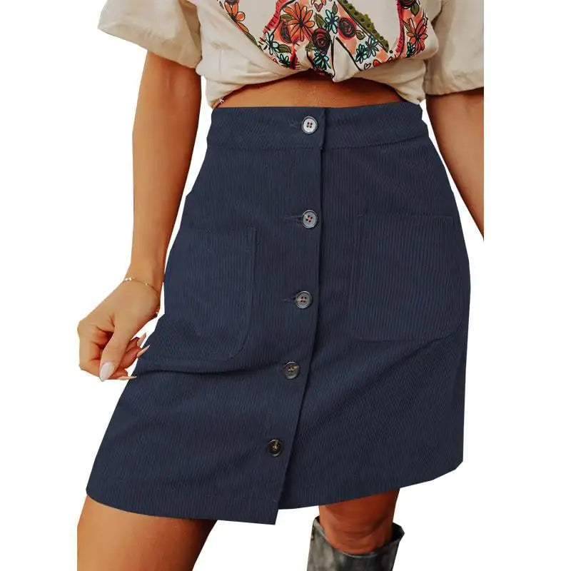 High Waist Versatile Corduroy Skirt for Women