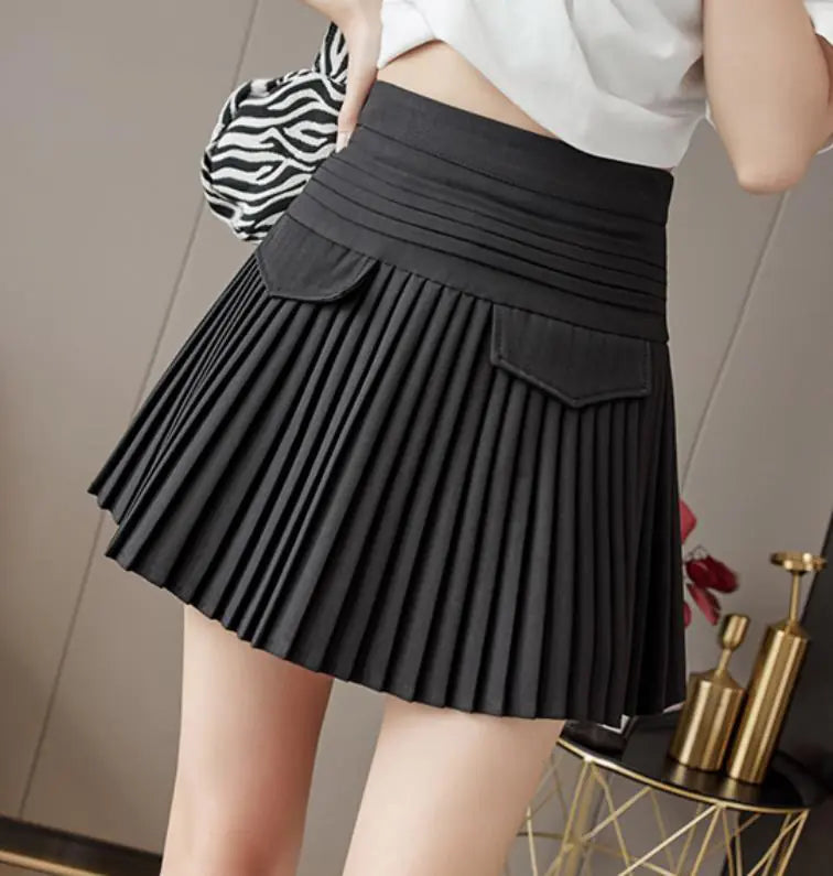 High Waist Slim Pleated Skirt for Women