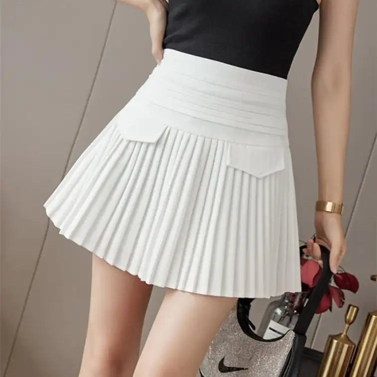 High Waist Slim Pleated Skirt for Women