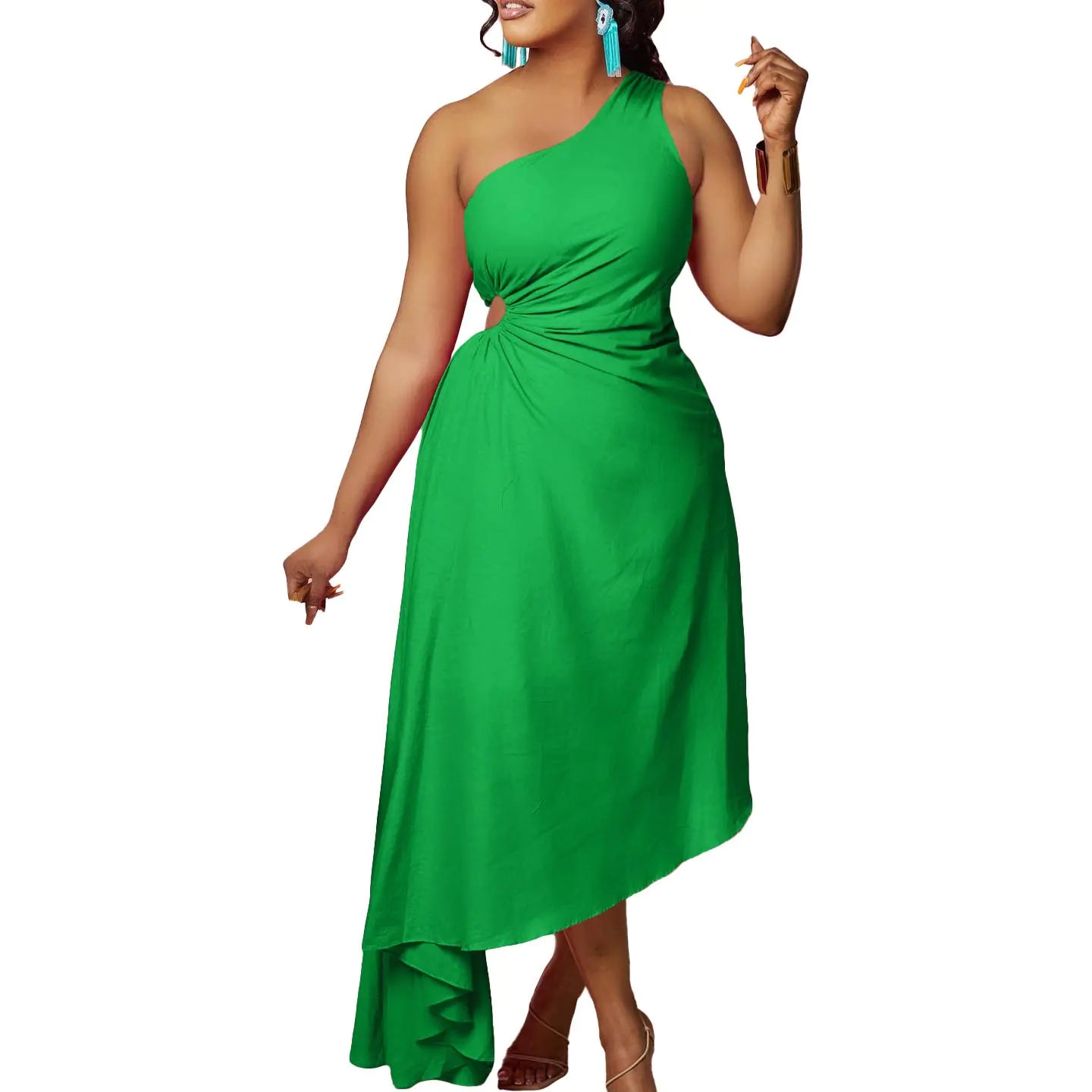 Diagonal Shoulder Dress for Women - Fashionable Style