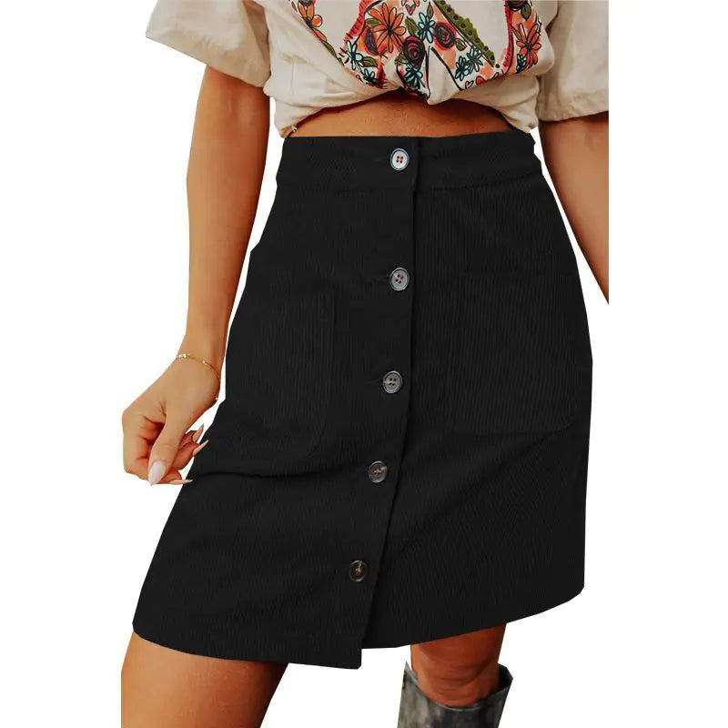 High Waist Versatile Corduroy Skirt for Women