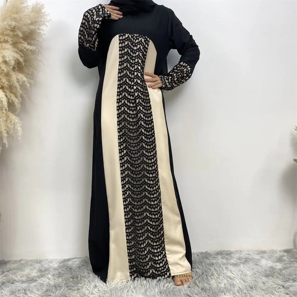 Lace Patchwork Long Sleeve Dress for Women