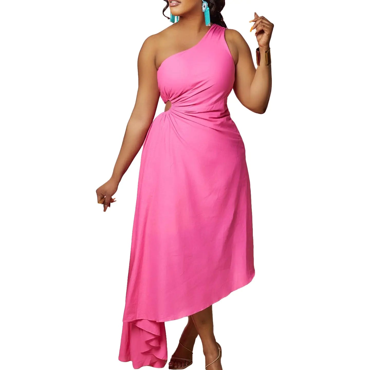 Diagonal Shoulder Dress for Women - Fashionable Style