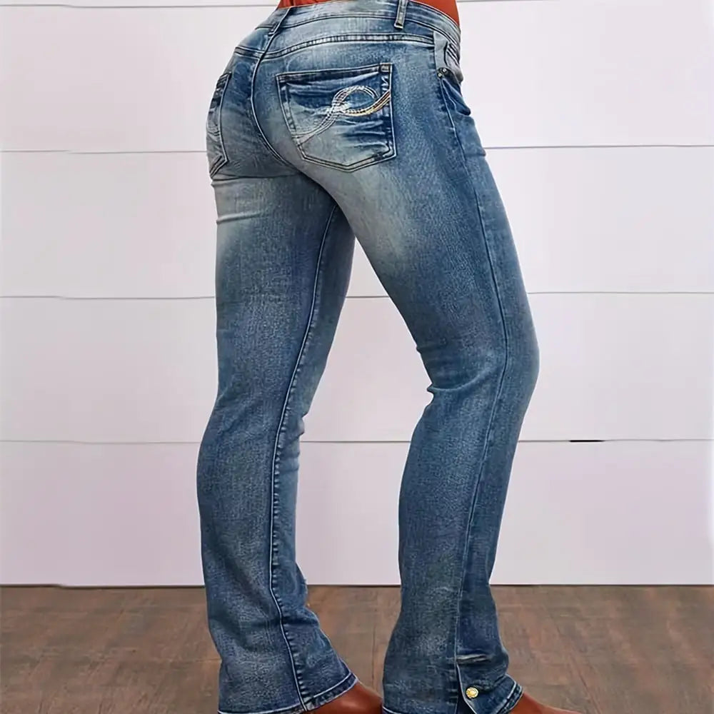 Embroidered Casual Jeans for Women