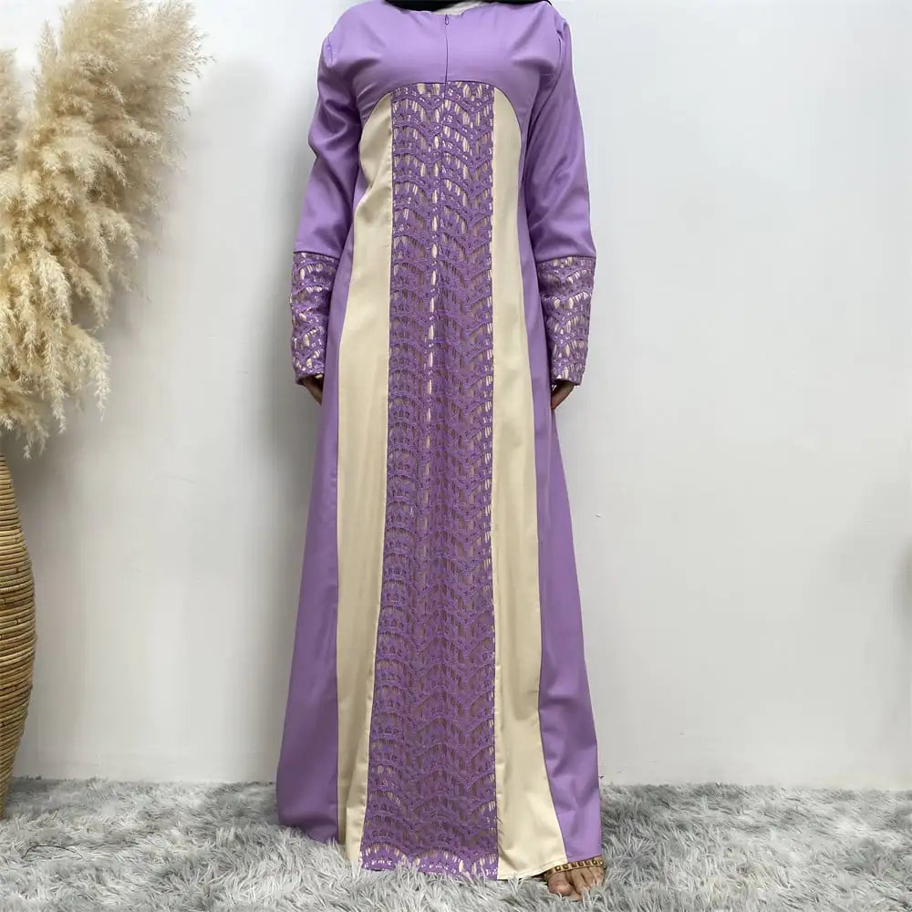 Lace Patchwork Long Sleeve Dress for Women