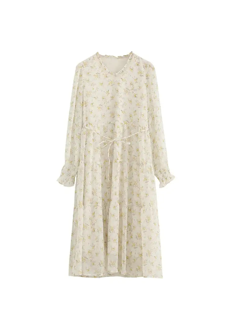 Artistic Long-Sleeved Floral Skirt for Women