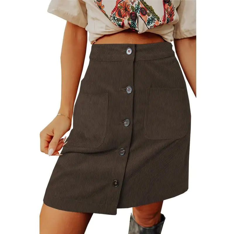 High Waist Versatile Corduroy Skirt for Women