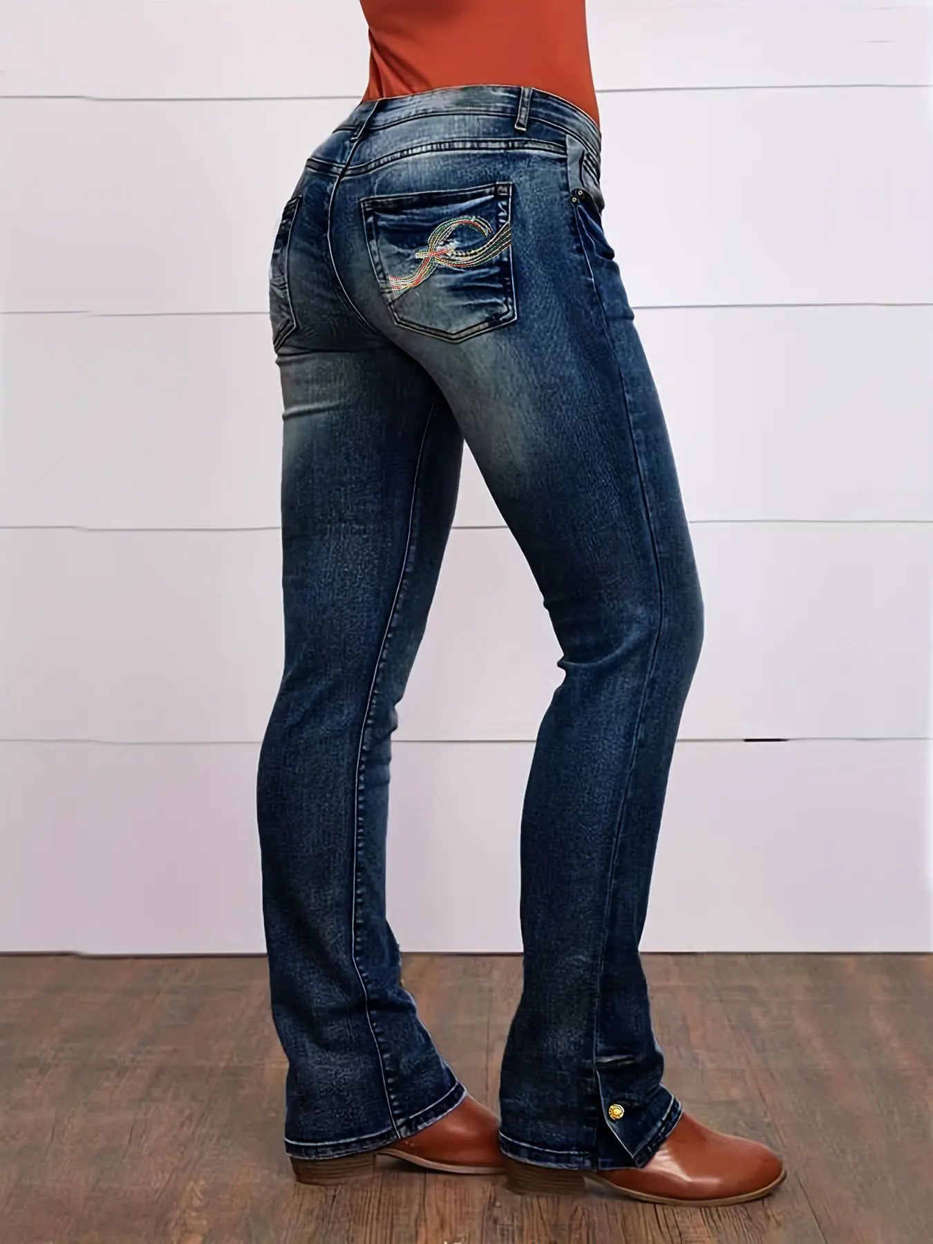 Embroidered Casual Jeans for Women