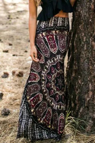 Classic Printed Midi Skirt for Women Fashion