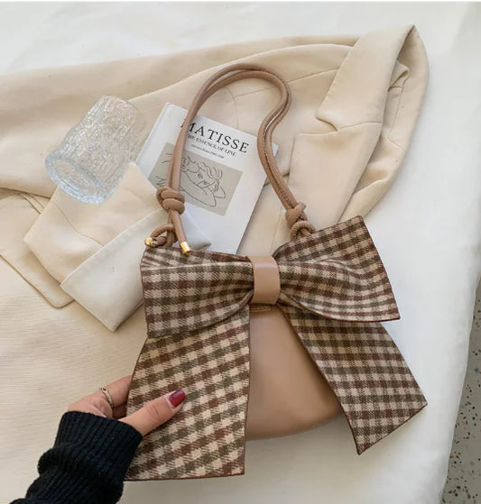 Cute Bowknot Plaid Bag for Women Fashion
