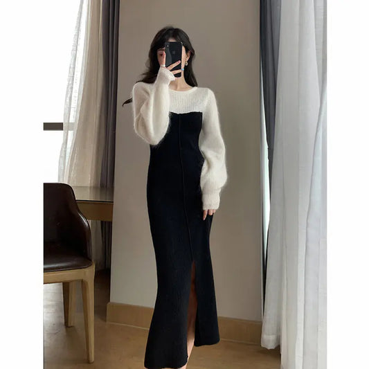 Black Knitted Dress for Women - Fashionable Style