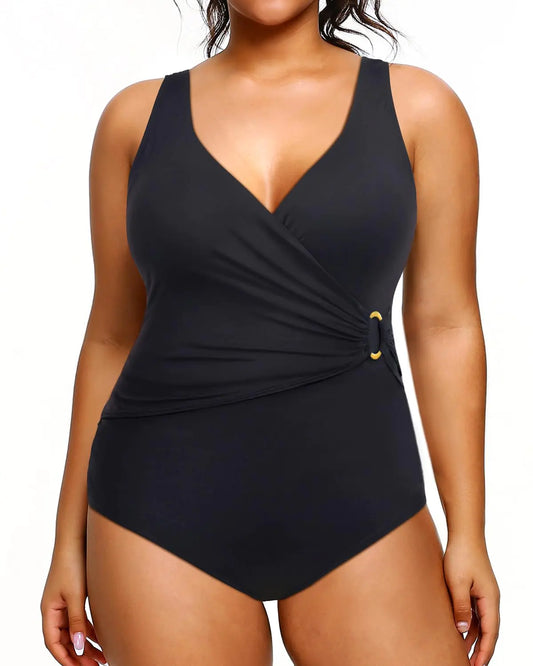 Yonique Plus Size One Piece Swimsuits for Women Tummy Control Bathing Suits Full Coverage Swimwear Black2 22W