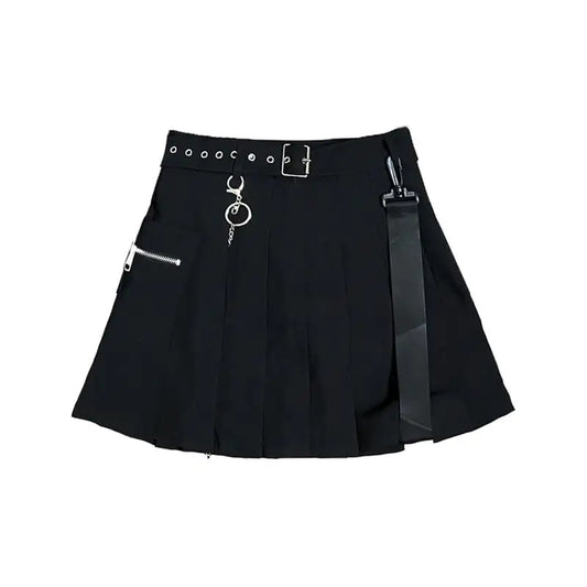 Dark High Waist Pleated Skirt for Women
